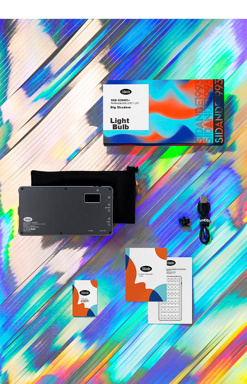 Портативный светодиодный заполняющий свет Sidande X2049S+ с RGB, ручной заполняющий свет для фотосъемки, карманный светодиодный фонарь, полноцветный портативный RGB-камера заполняющий свет, освещение для фото- и видеосъемки для обзоров магазинов и наружной съемки