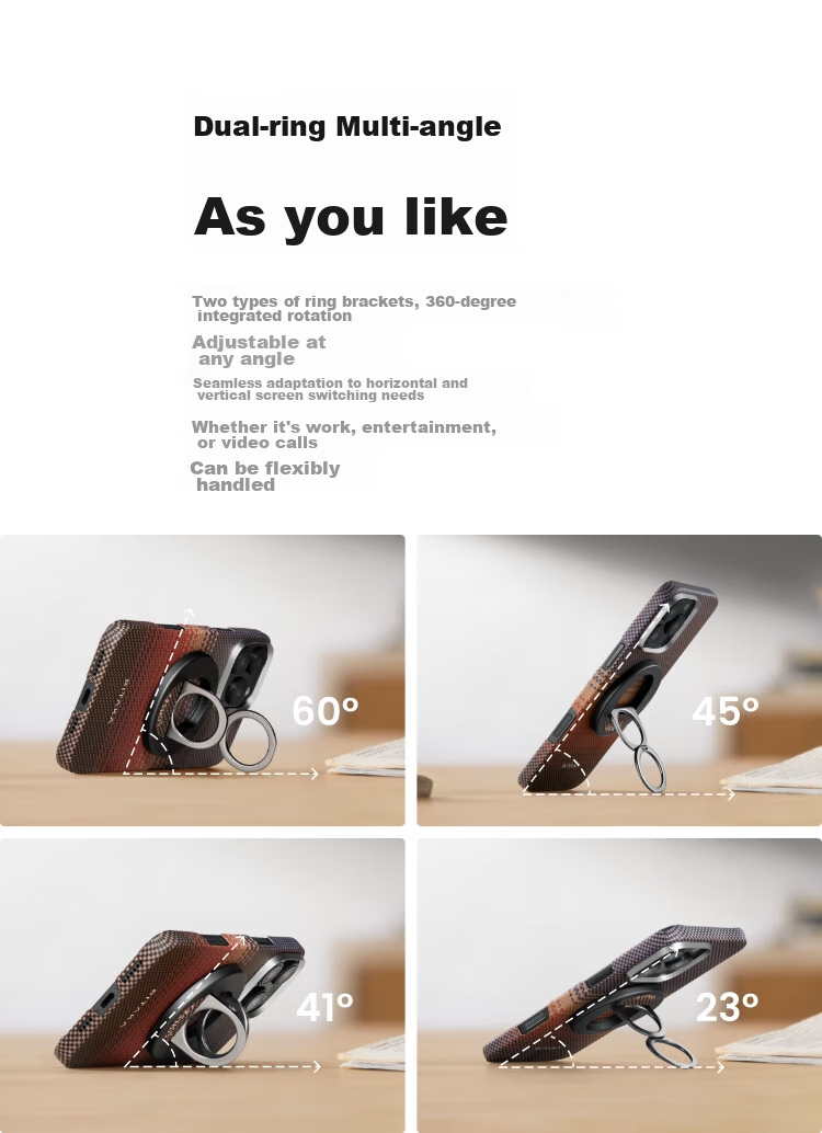 PITAKA Магнитный держатель для телефона, совместимый с MagSafe, подставка для телефона, двойного назначения, горизонтальная и вертикальная, ленивая настольная ультратонкая портативная съемная регулируемая кольцевая подставка, Восход Луны