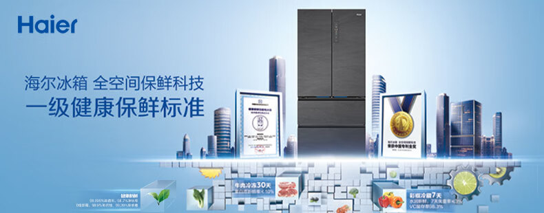 海尔（Haier）535升星辉系列一级能效双变频对开双开门家用电冰箱超薄风冷无霜净味BCD-535WGHSSEDS9大容量