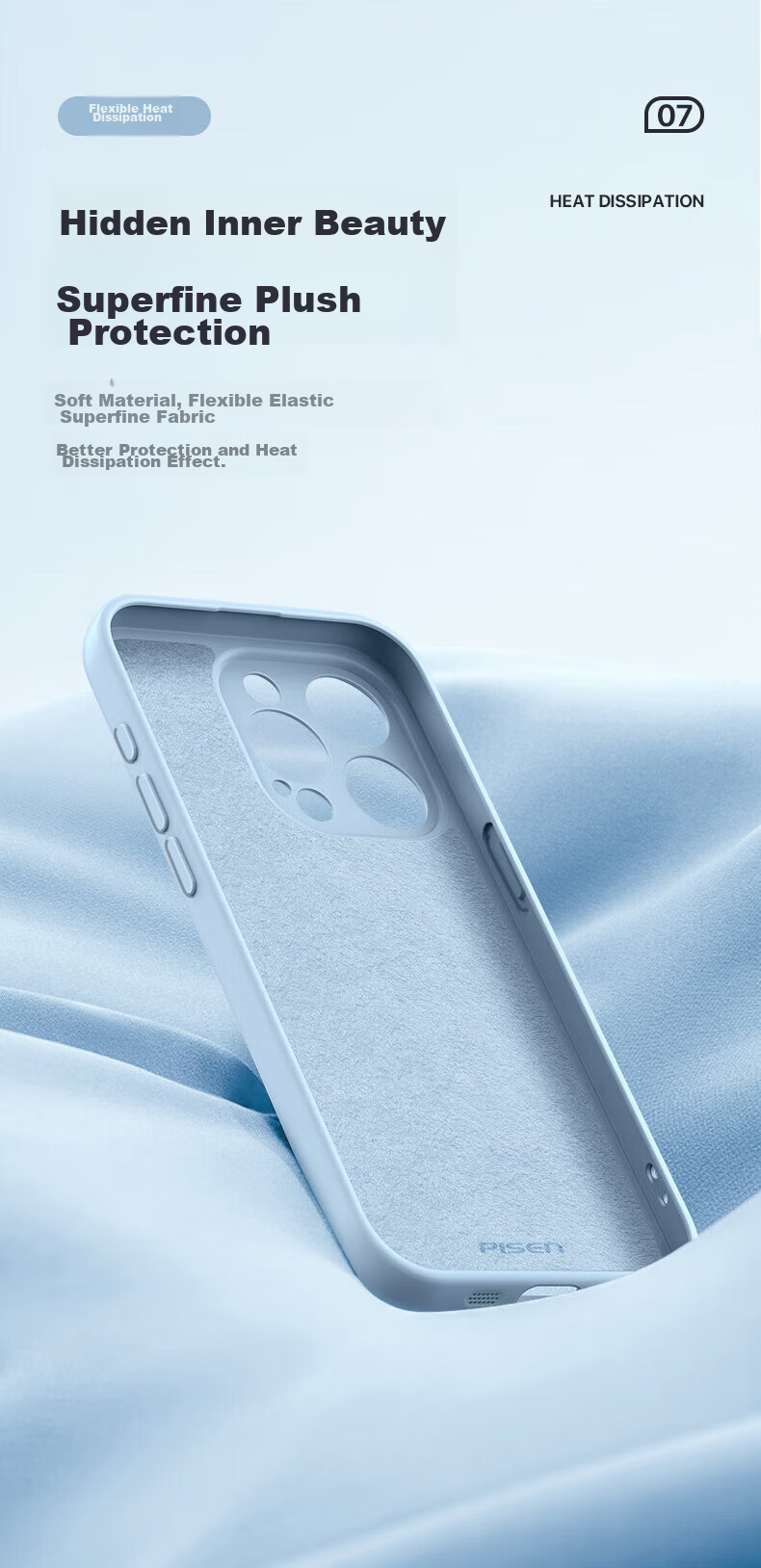 Чехол PISEN для iPhone 15, гибкий жидкий силикон, полная защита, противоударный, приятный для кожи, тонкий, мягкий чехол, черный