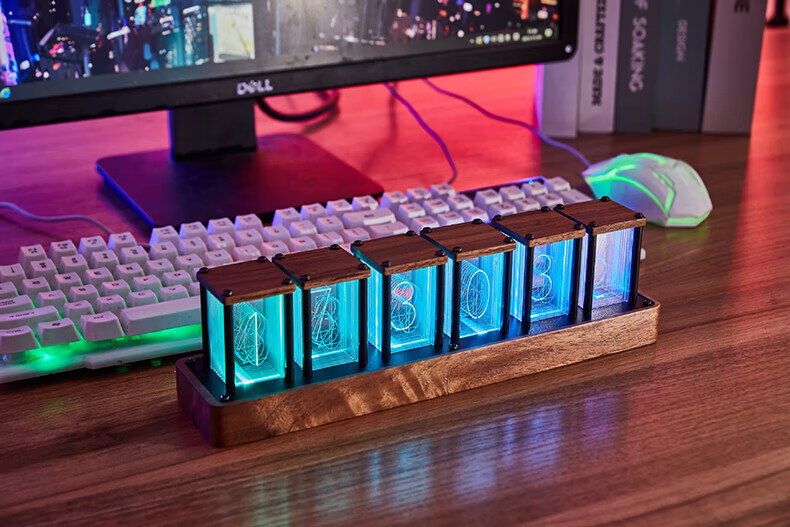 Momen RGB Neon Light Clock, LED Компьютерный Деск Декор, Креативные Ретро Цифровые Часы, Подарок на День Рождения, Новогодний Подарок