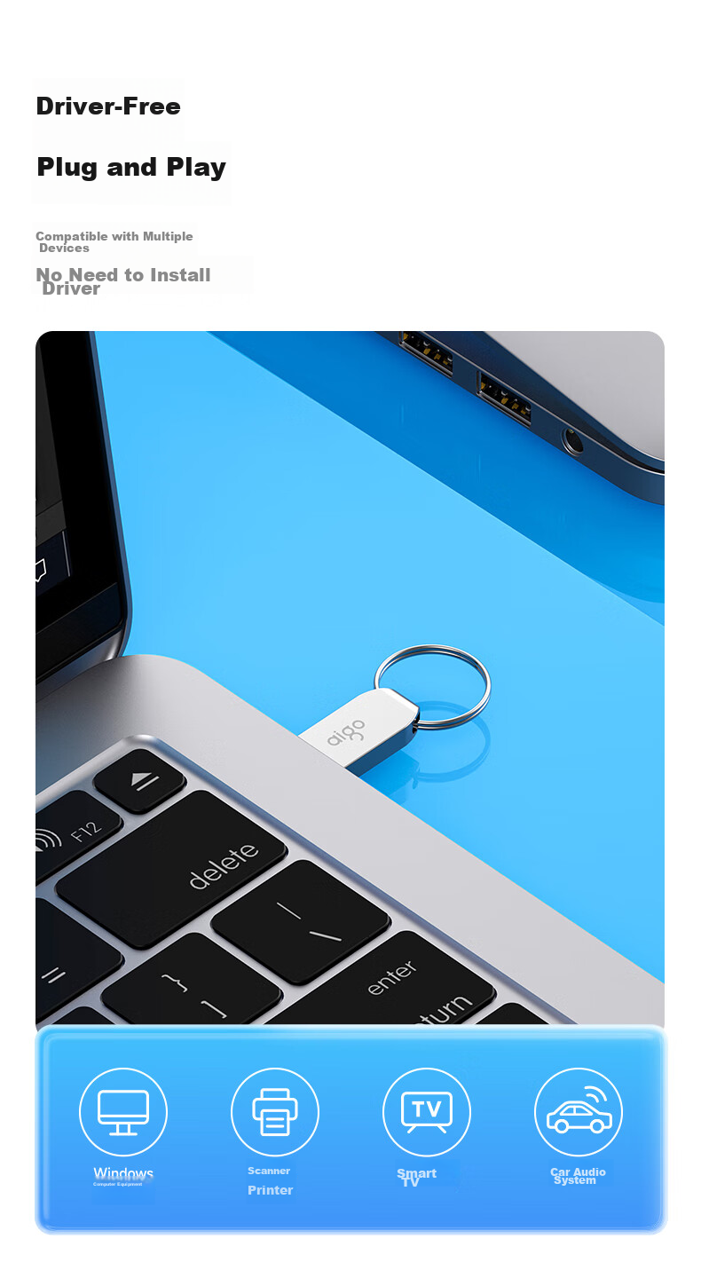 USB-накопитель Aigo U268, 8 ГБ, USB 2.0, металлический корпус, компактный, водонепроницаемый