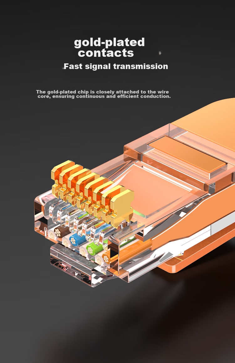 Кабель CHOSEAL Cat6 Gigabit Ethernet, 8-жильный, витая пара для компьютеров и видеонаблюдения, готовый патч-корд для дома, 1 метр, оранжевый, QS5062C