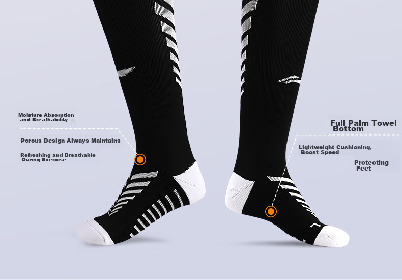 Носки для футбола Li-Ning, нескользящие, выше колена, с махровой подошвой, для спорта и тренировок, унисекс, черные, размер M