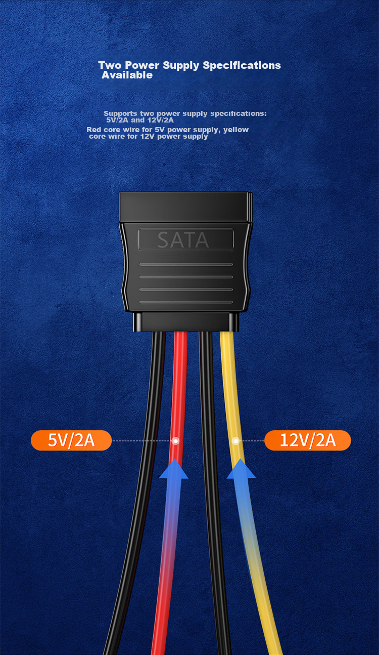 Кабель SATA 3.0 SAMZHE TK07 (прямой к прямому) + кабель питания SATA для SSD, комплект для подключения жесткого диска
