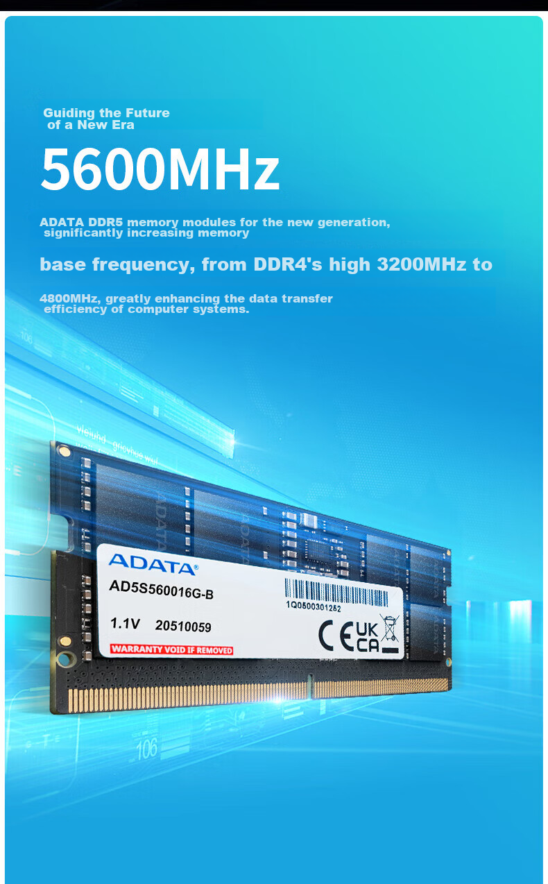 Оперативная память ADATA 16GB DDR5 5600 МГц SO-DIMM для ноутбука, 16 ГБ, 1 модуль