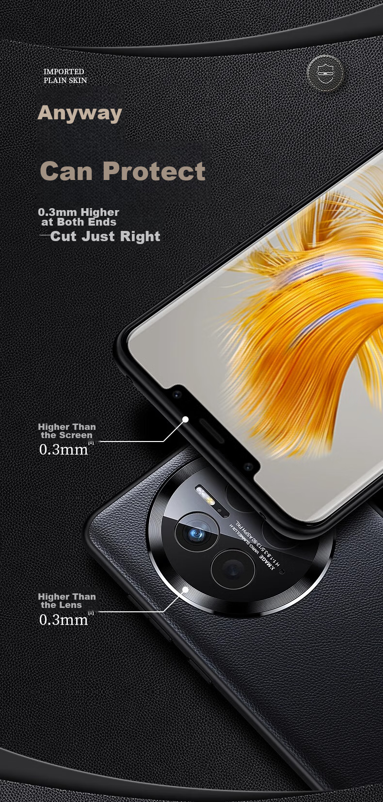 Чехол для Huawei Mate 50 DIVI, из натуральной кожи, ультратонкий, черный, с полной защитой объектива