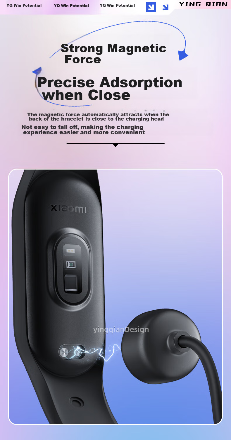 Магнитный зарядный кабель Yingqian для Xiaomi Smart Band 5/6/7, 0.6 м