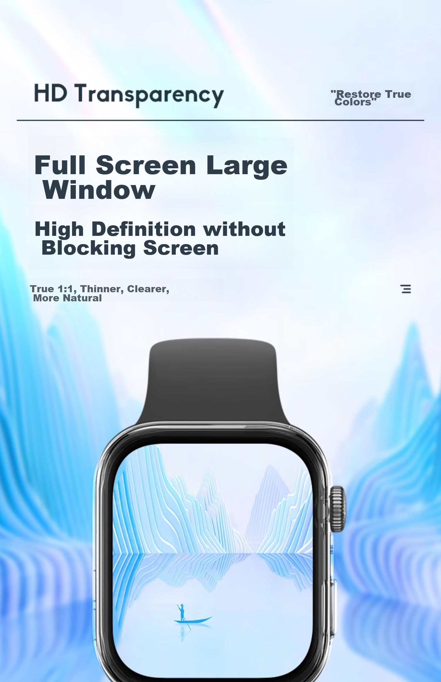 Защитный чехол-пленка Iboann для Huawei Fit3 Watch, прозрачный, силиконовый, полный охват