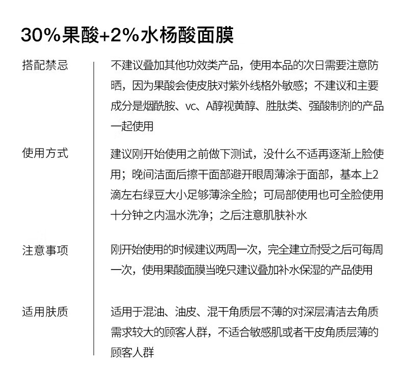 THE ORDINARY30%果酸+2%水杨酸面膜精华液去角质清理闭口粉刺30ml纯净护肤