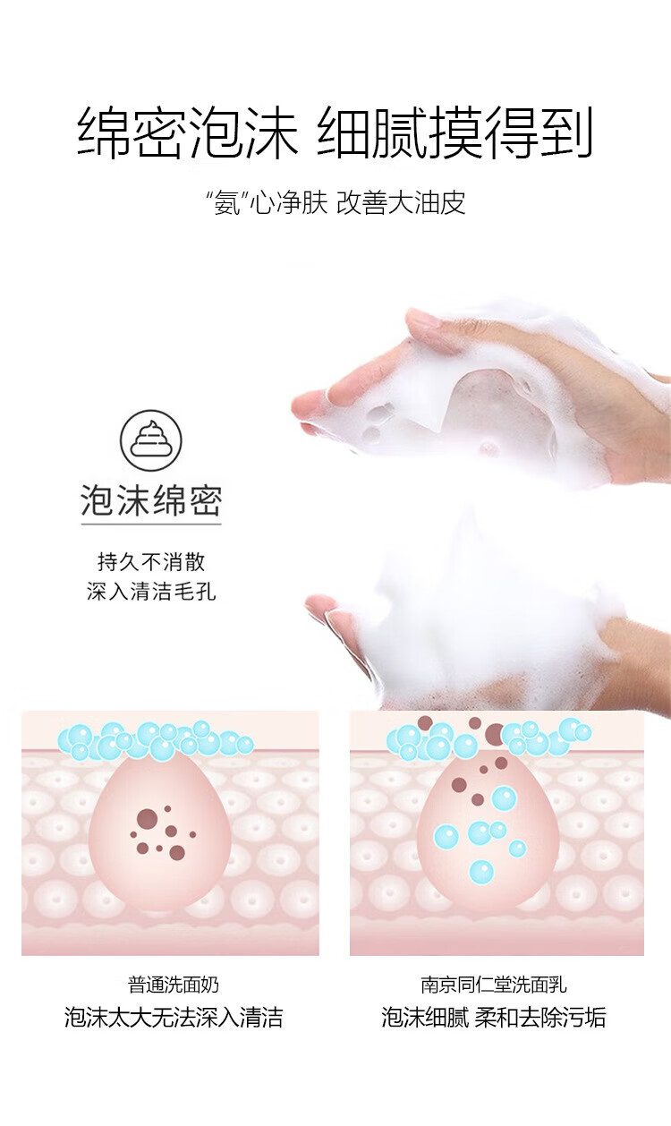 南京同仁堂美白洗面奶男士洁面乳控油抗痘收缩毛孔保湿深层清洁200g