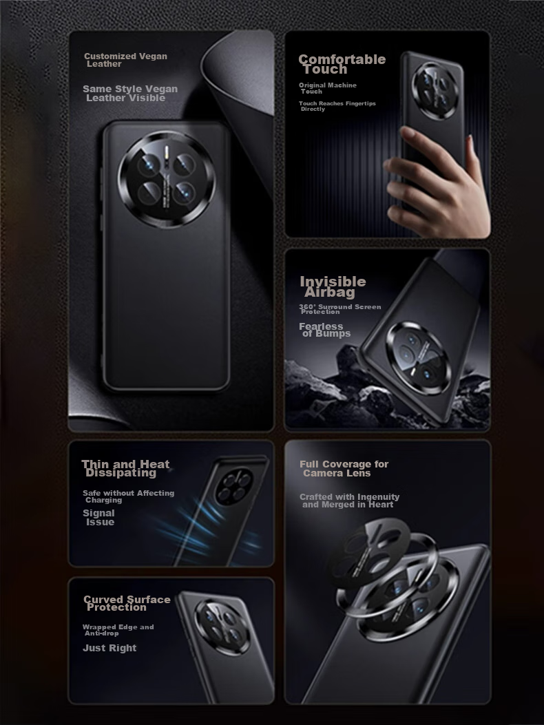 Чехол для Huawei Mate 50 DIVI, из натуральной кожи, ультратонкий, черный, с полной защитой объектива