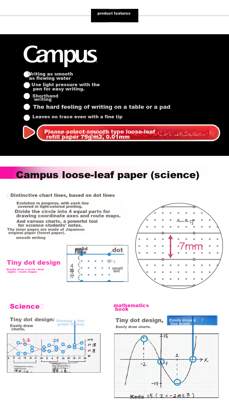 日本国誉(KOKUYO)Campus26孔7mm行距点线理科...-京东