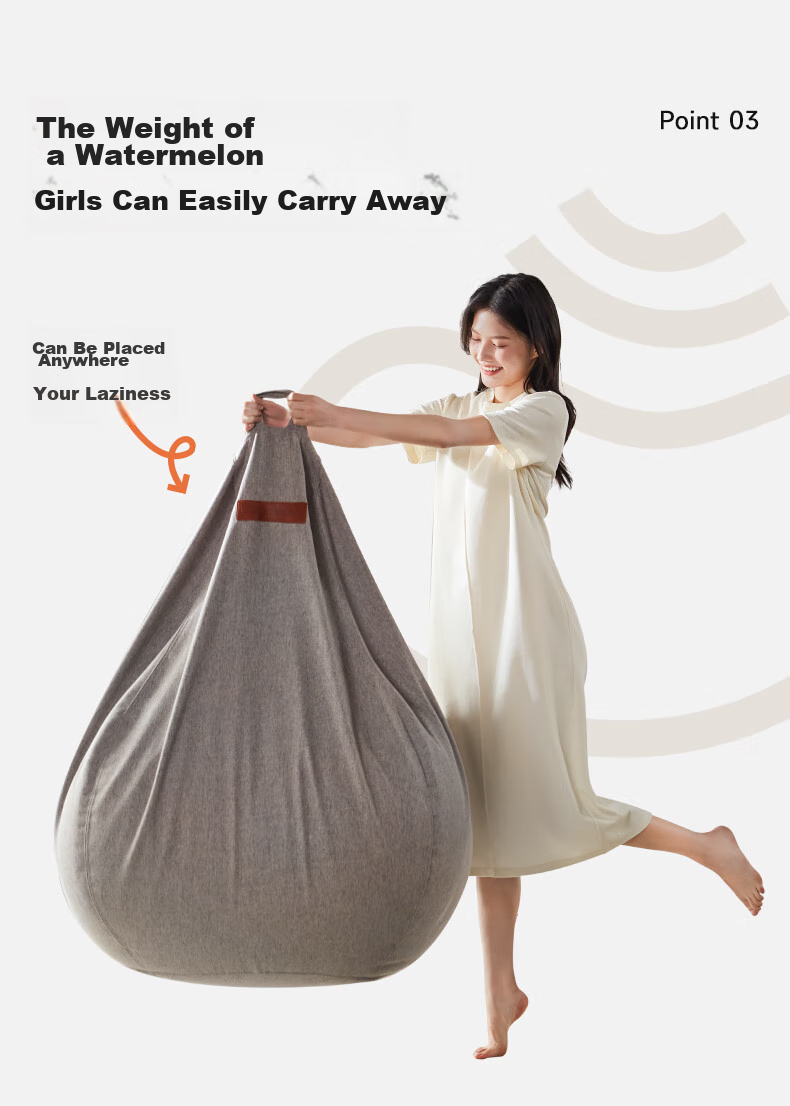 Кресло-мешок LUCKYSAC, одноместное, для гостиной, спальни, балкона, стандартный теплый серый цвет