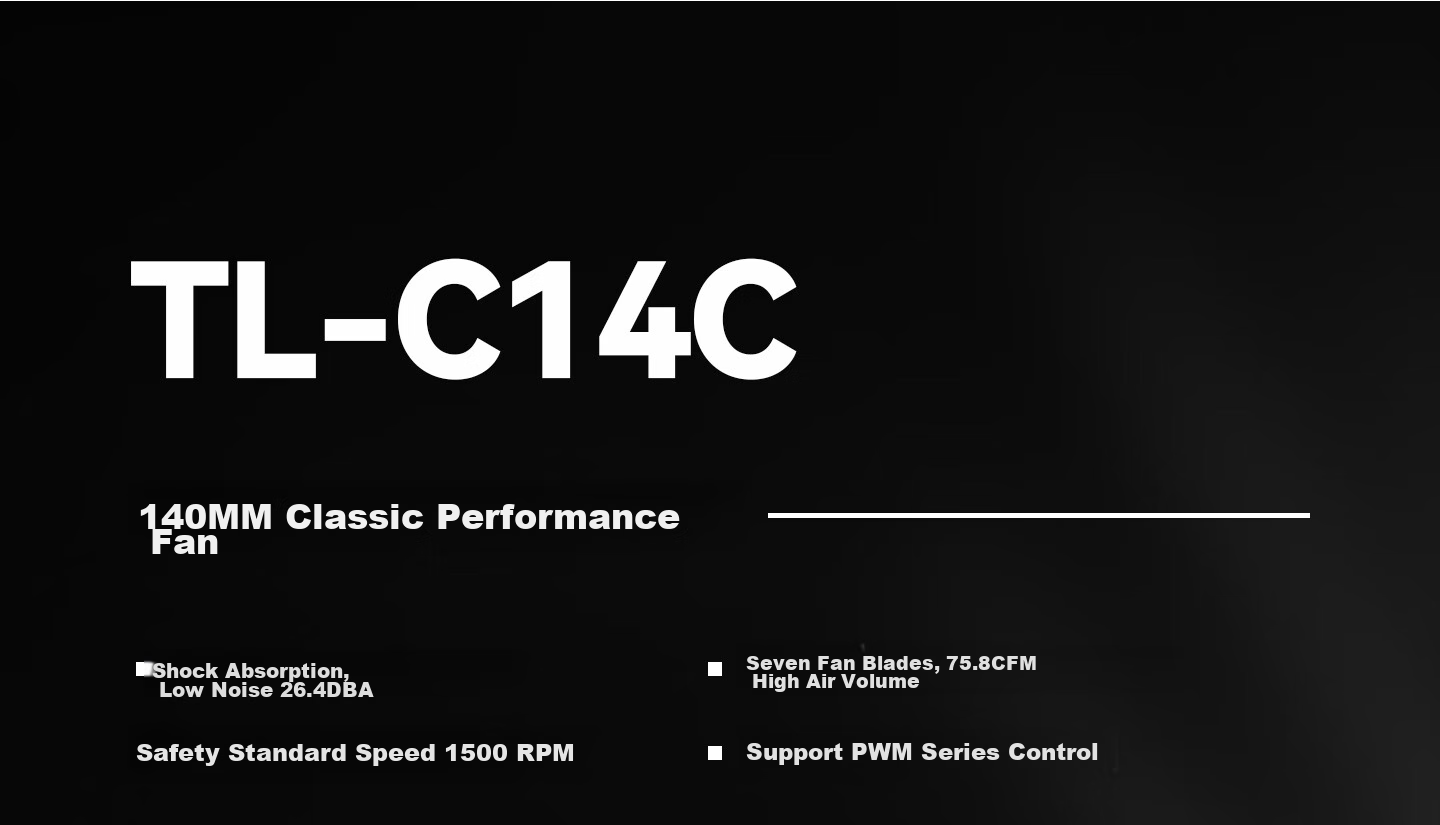 Вентилятор для корпуса Thermalright TL-C14C Black 14см, S-FDB подшипник, PWM
