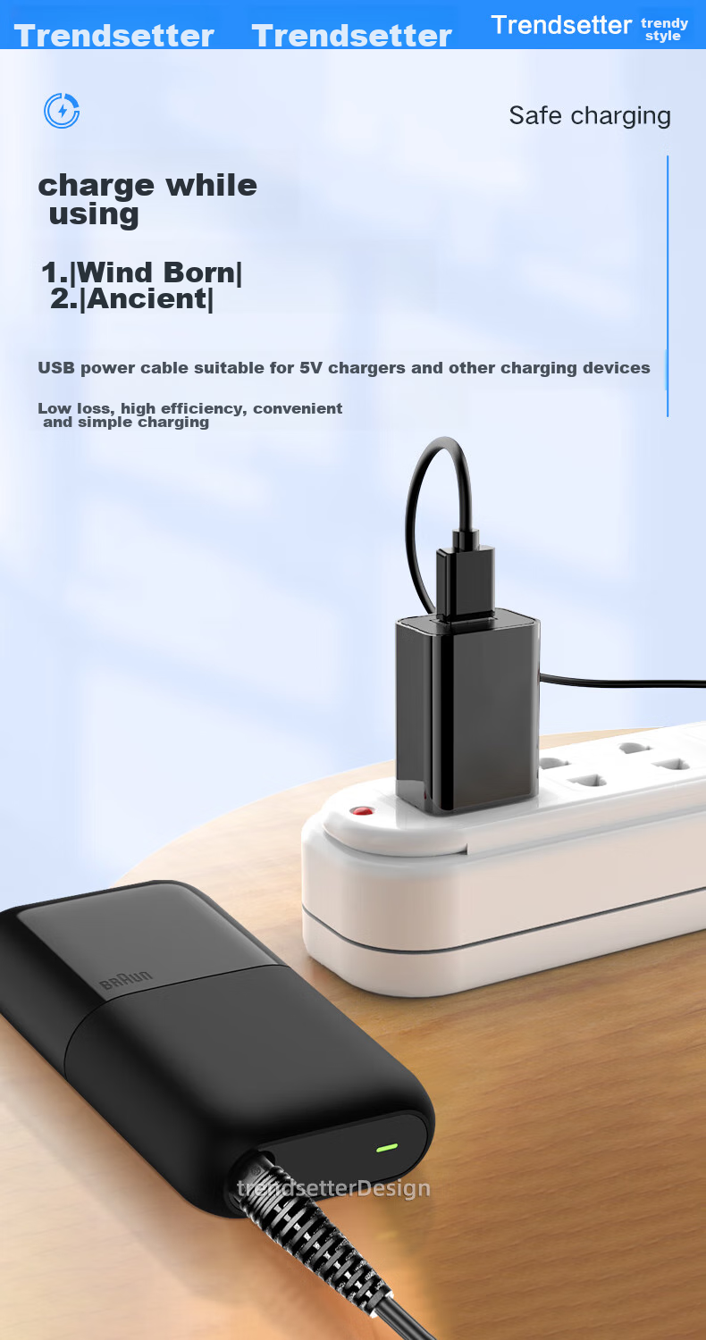 Зарядный кабель Trendsetter USB для электробритвы Xiaomi Mijia Braun Shaver 5603