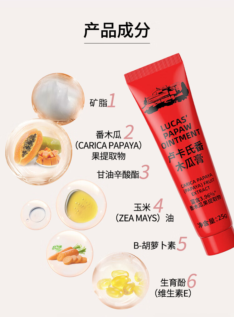 LUCAS' PAPAW OINTMENT木瓜膏25g*2支 润唇膏保湿去死皮淡唇纹 蚊虫叮咬 晒后红小伤护理