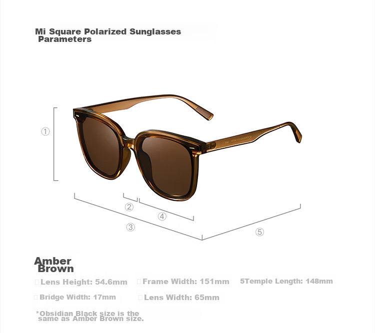 Солнцезащитные очки Xiaomi Mijia Square Polarized Sunglasses, унисекс, с защитой от УФ-лучей, черные