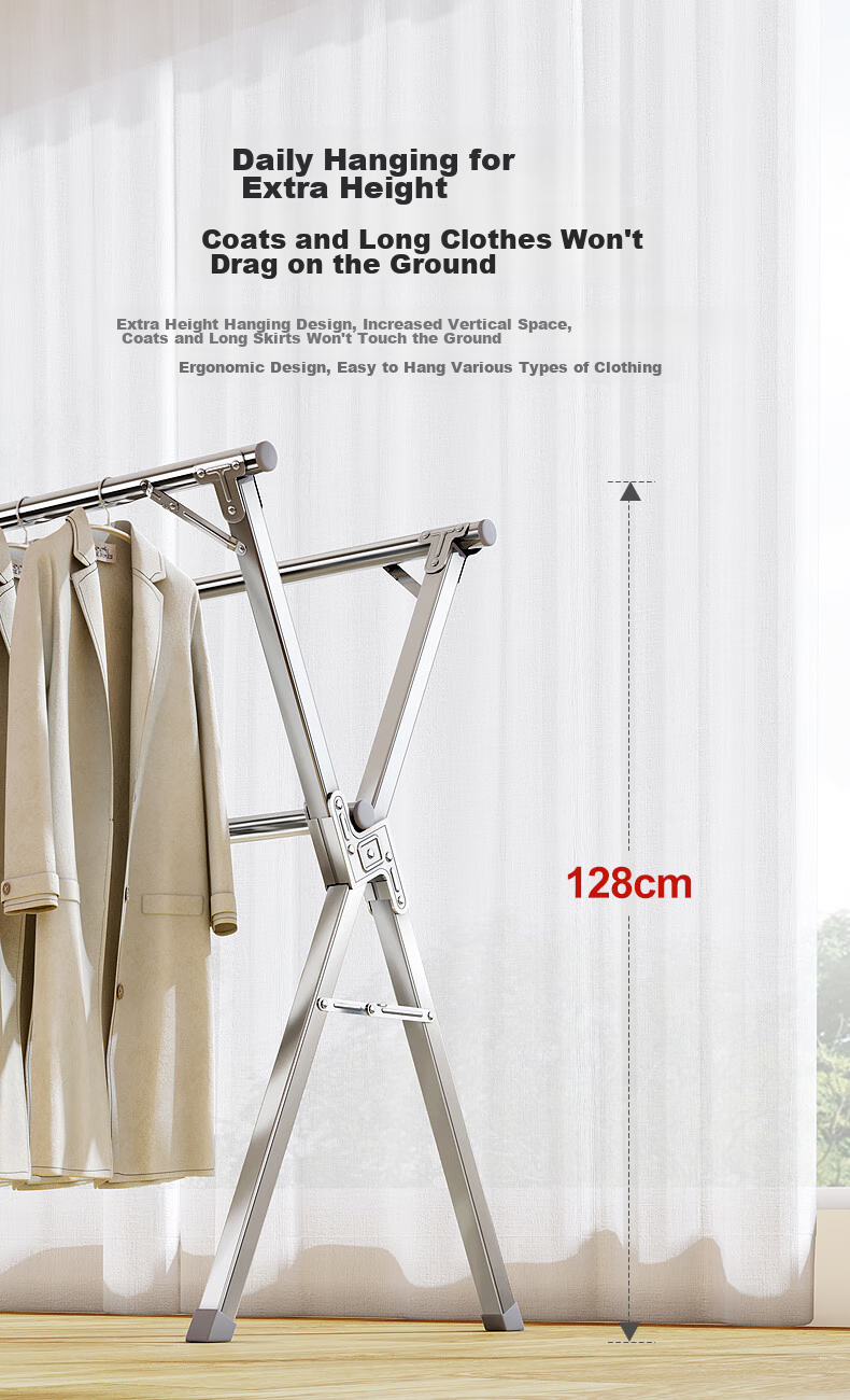 Сушилка для белья MAPLE FASHION, напольная, складная, из нержавеющей стали, выдвижная, для дома и улицы, 149 см