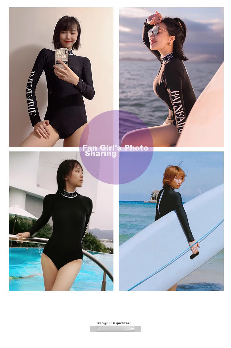 Купальник BALNEAIRE Fashion слитный с защитой от солнца, длинный рукав, черный, размер S