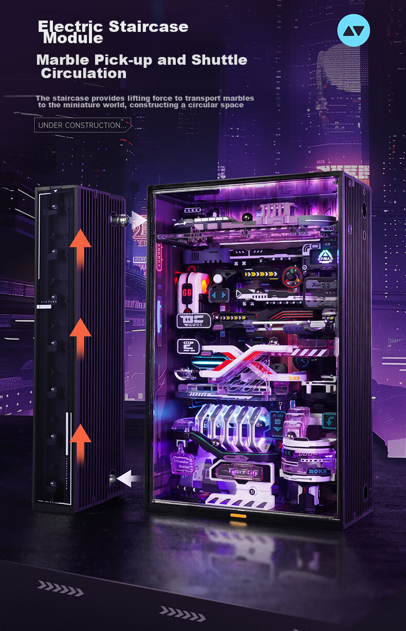 Механическая модель ROKR Parallel World Future City MR02S, конструктор "Параллельный мир Будущего Города", подарочный набор для сборки, 174 детали