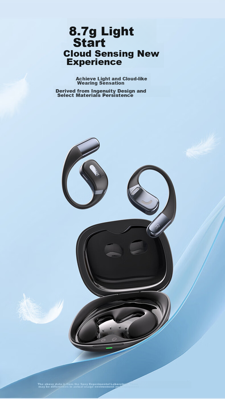 Беспроводные наушники Soaiy JS10 с открытым дизайном, креплением на ухо, True Wireless, без вкладышей, для спорта и бега с шумоподавлением, совместимые с Huawei, Xiaomi, Honor, черные