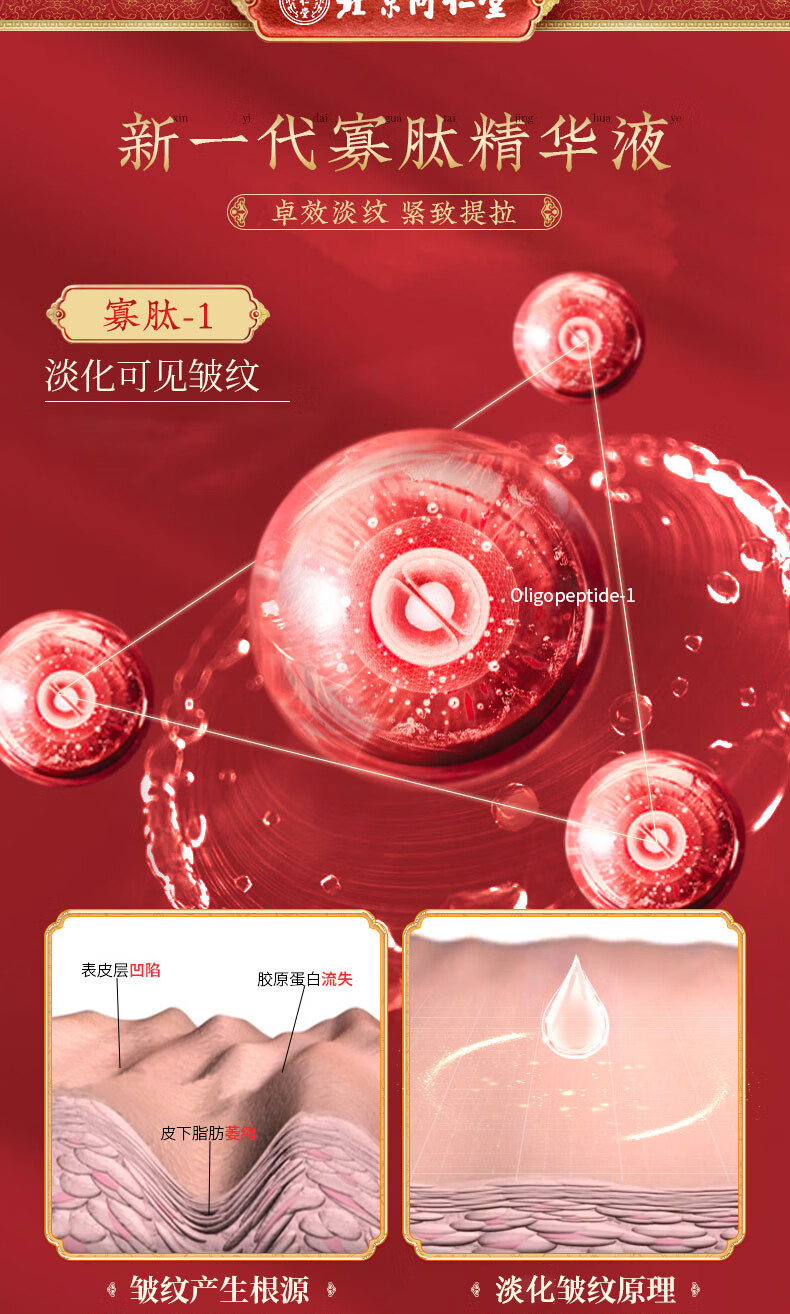 秘造北京同仁堂寡肽抗皱精华液淡化细纹补水提拉紧致保湿精华水100ml