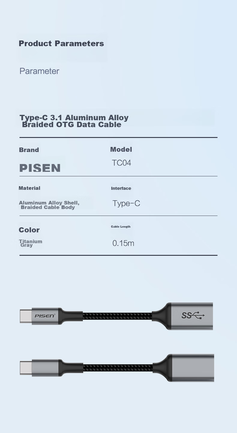Переходник PISEN Type-C на USB 3.2 OTG, кабель данных, совместимый с Apple 17/16/15, телефонами Huawei, автомобильным зарядным устройством, USB-накопителем, планшетом, ноутбуком, наушниками, клавиатурой, мышью