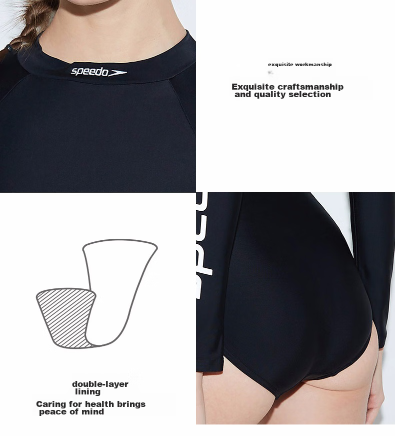 Женский купальник Speedo Noise Dot Series, с длинным рукавом, черный, размер 32