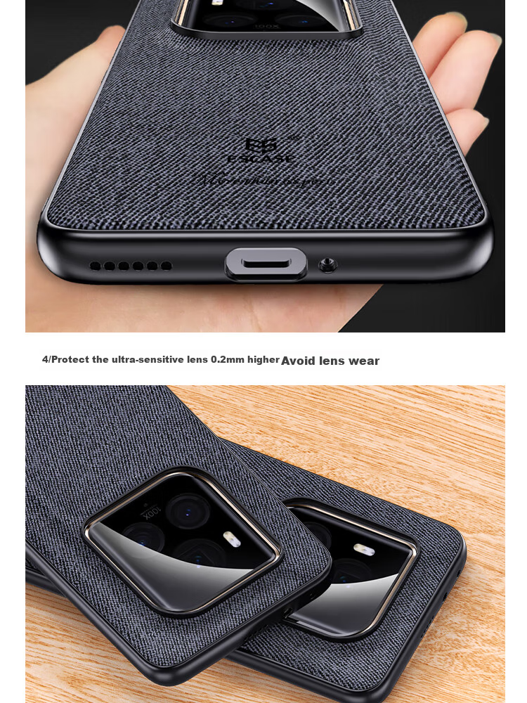 Чехол ESCASE для Honor Magic6 Ultimate Edition, защита от падений, противоударный, из ткани, черный