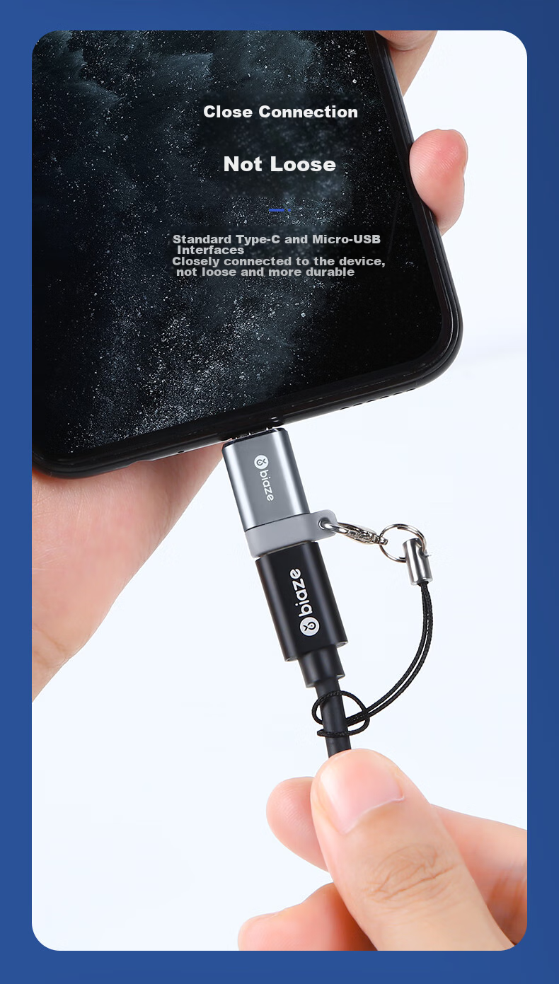 Переходник BIAZE Type-C на Micro USB OTG, конвертер данных USB-C для Android