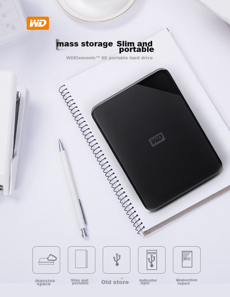 Внешний жесткий диск Western Digital WD Elements SE, 4 ТБ, портативный, USB 3.0, черный