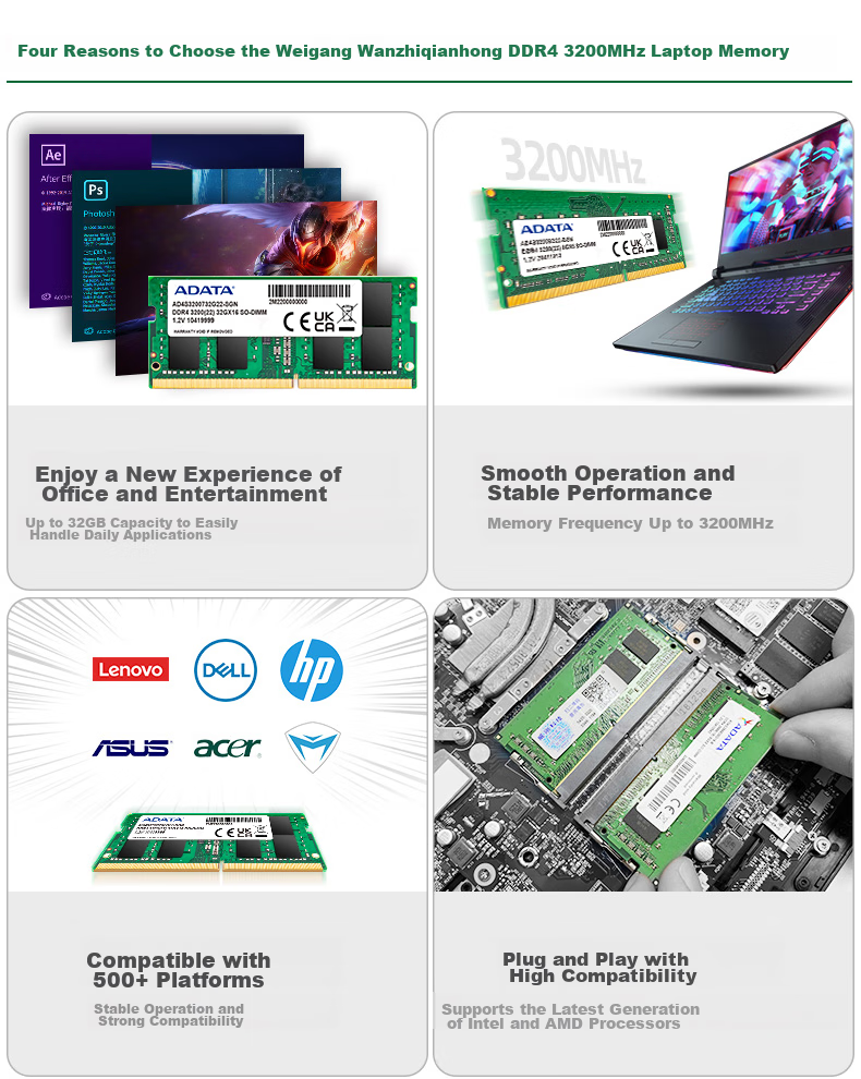 Оперативная память ADATA 16GB DDR4 3200 МГц SO-DIMM для ноутбука