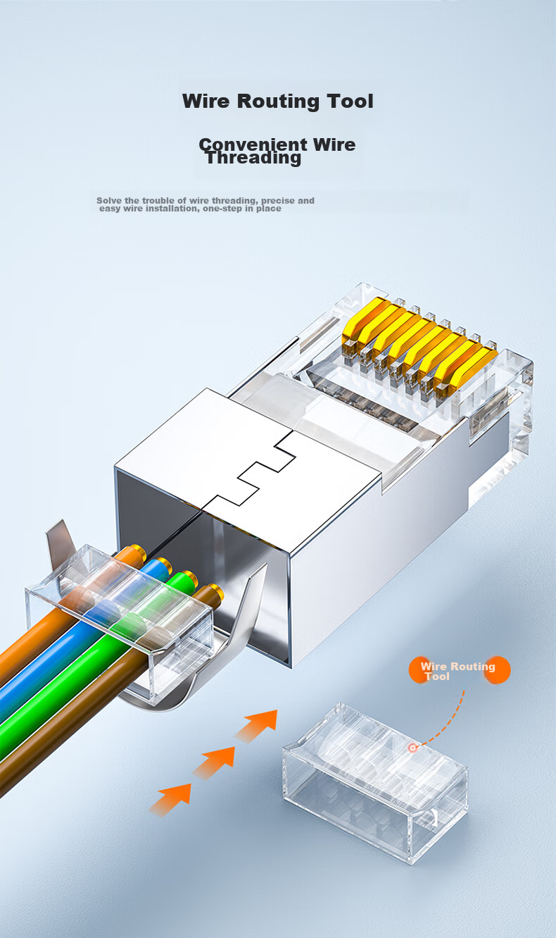 Разъемы RJ45 SAMZHE Категории 7, экранированные, позолоченные 50U, сетевые коннекторы 10 Гбит/с, двухкомпонентная конструкция, 100 шт., WL-7100