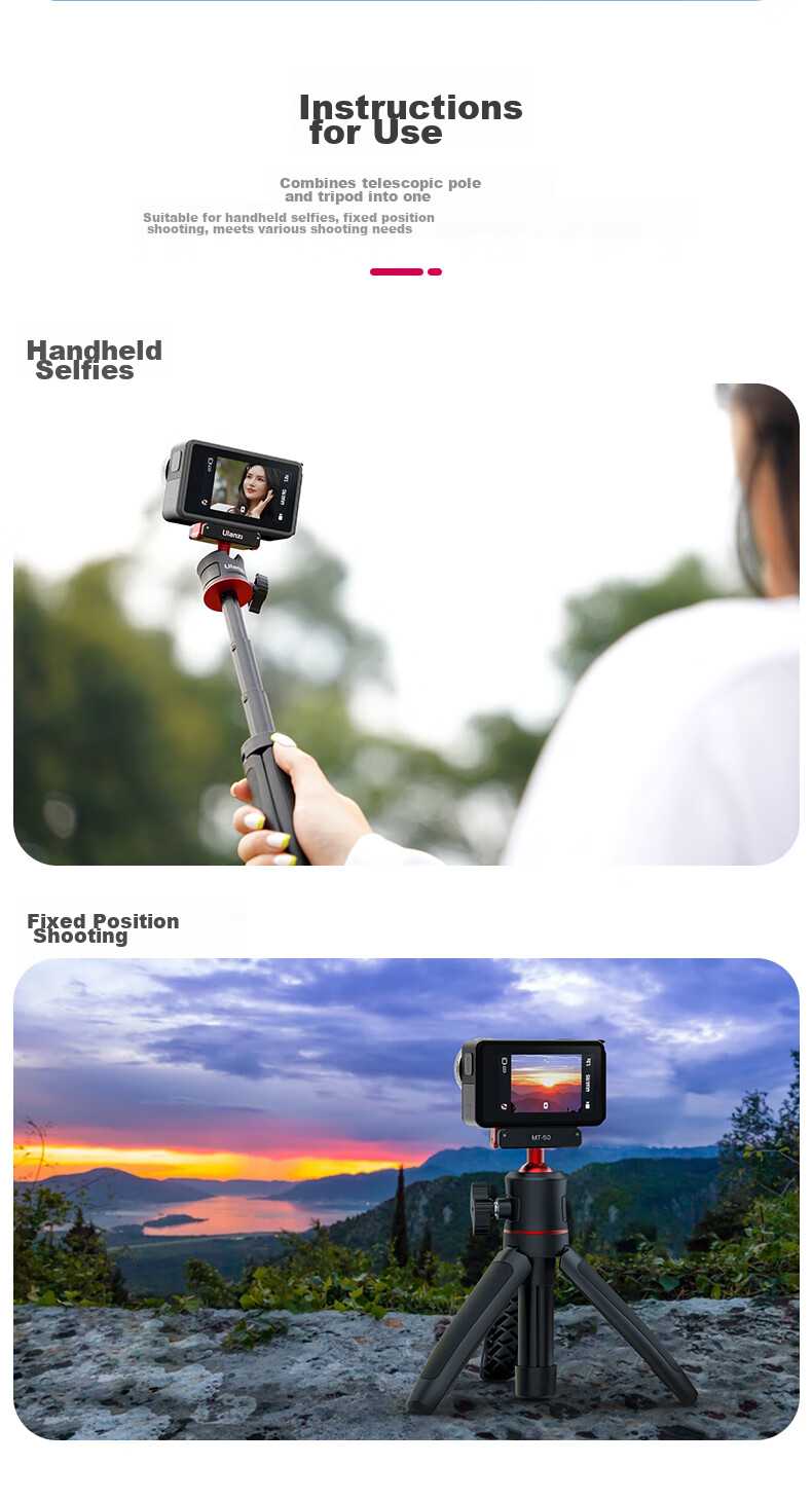 Ulanzi MT-50 Магнитный штатив для экшн-камер DJI Osmo Action 5 Pro/4/3, ручка для камеры, адаптер Osmo 360, аксессуар для студийной стойки