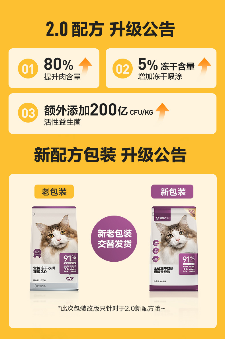 【老爸抽检】网易严选 猫粮 全价冻干双拼猫粮 居家宠物主粮幼猫成猫冻干粮猫咪食品全价无谷猫咪粮 【2.0升级款】120g试用装