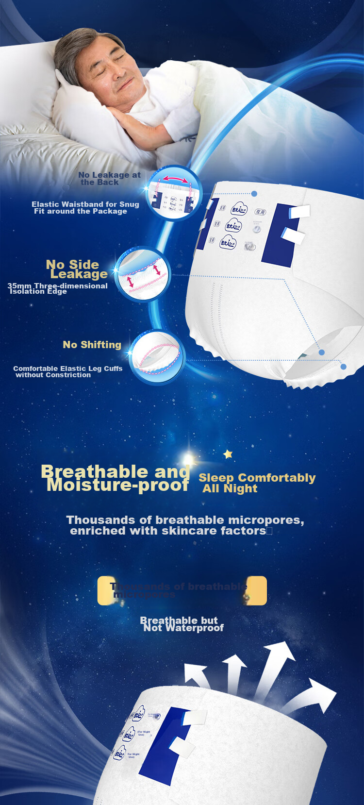 Подгузники для взрослых Dr.P Overnight, размер XL, 54 шт.