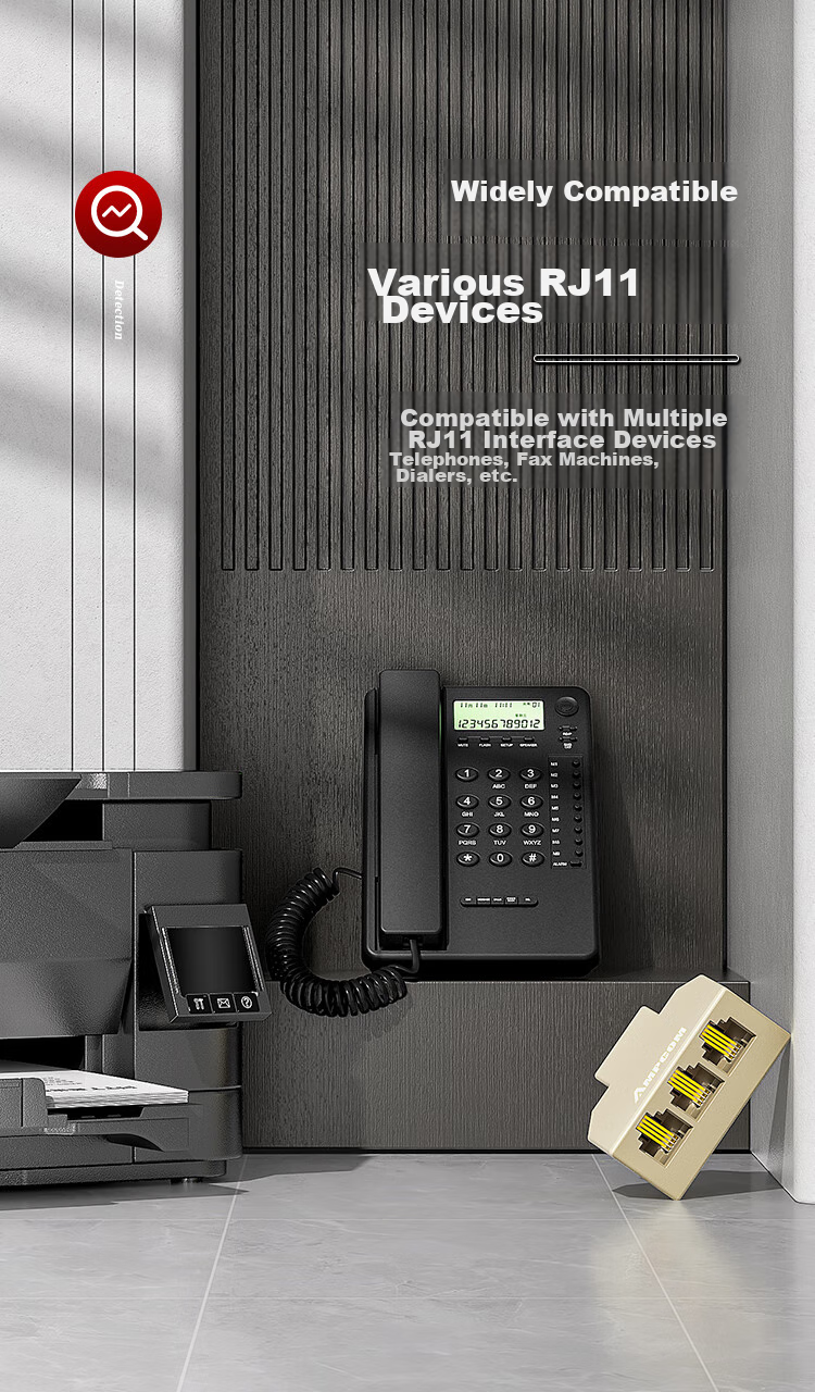 Разветвитель телефонный AMPCOM RJ11, 1 в 3, желтый