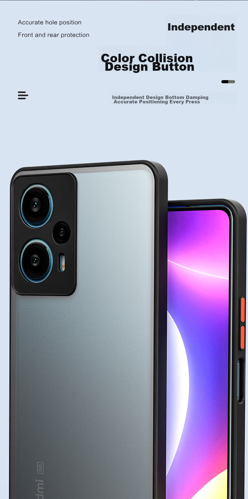 Чехол для Xiaomi Redmi Note 12 Turbo HotFire, противоударный силиконовый с защитой объектива, простой стиль, контрастные цвета