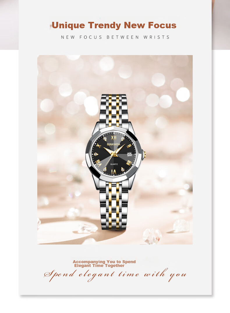 BINKADA Amant Starry Sky Watch for Women, Mechanical-Style Quartz Watch Brand, Top Ten Famous Expressions, Couple's Valentine's Day Gift
