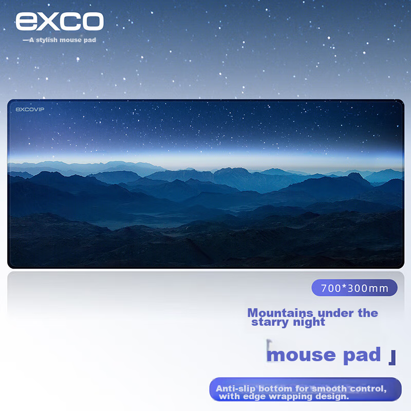 Игровой коврик для мыши EXCO Mountain Starry Night, большой, для компьютера, 700x300 мм