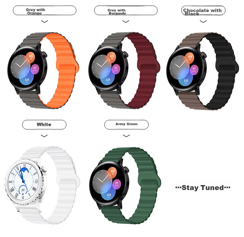 Ремешок Watchbond для Huawei GT3/GT2, силиконовый, с магнитной застежкой, 20 мм, цвет "Звездный апельсин"