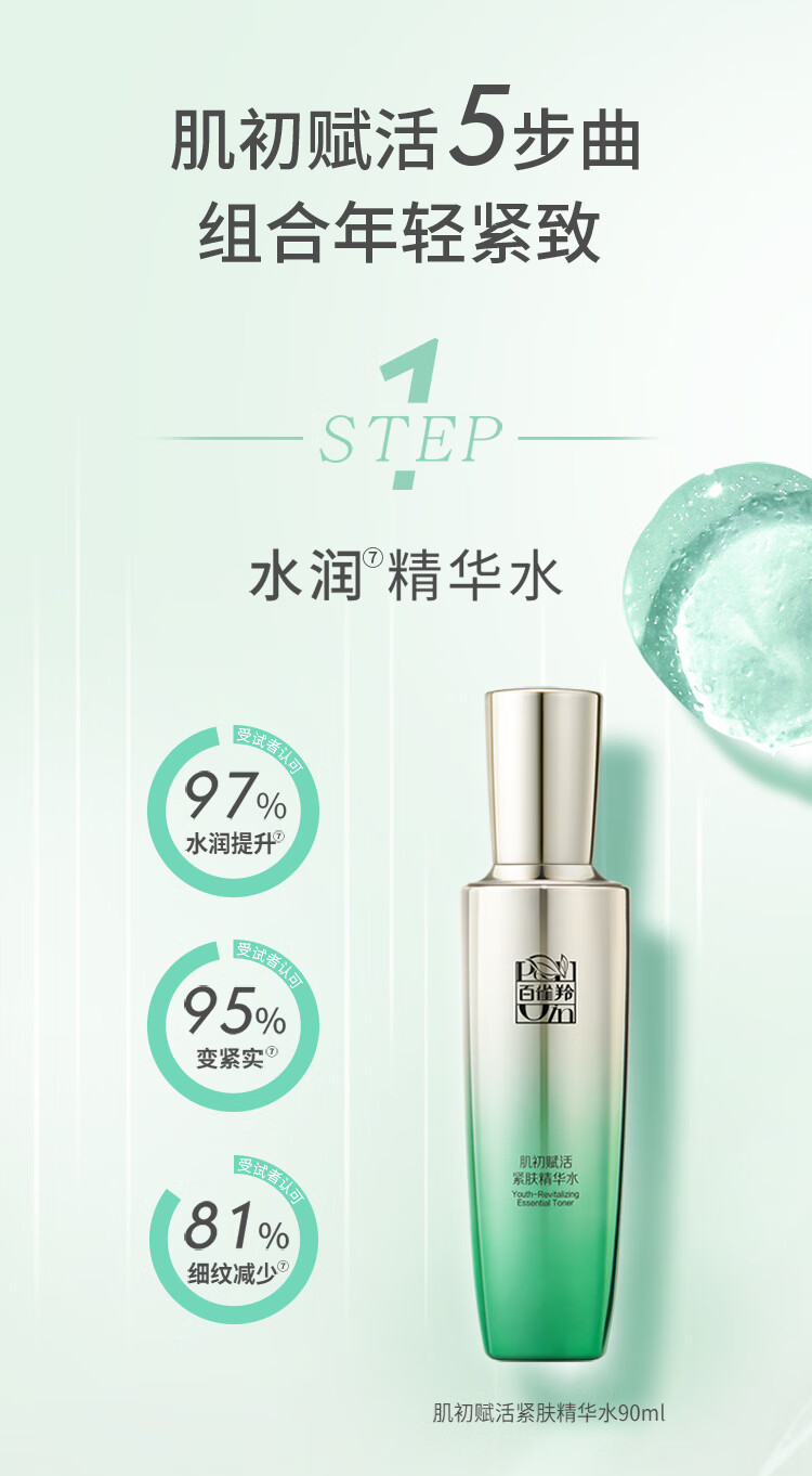 百雀羚（PECHOIN）护肤套装礼盒肌初致臻6件套（水乳霜眼霜面膜）抗皱紧致