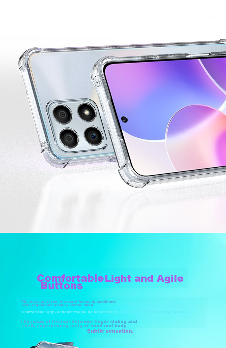 Чехол ESCASE для Honor X30i, противоударный с подушками безопасности, прозрачный белый, с отверстием для шнурка
