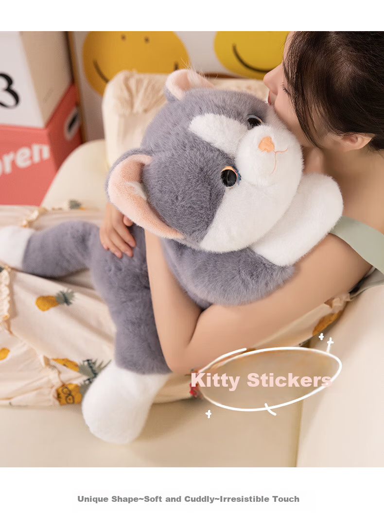 Мягкая игрушка WELTSTON "Кот", подушка, подарок на день рождения для девочек, реалистичный синий кот, 30 см