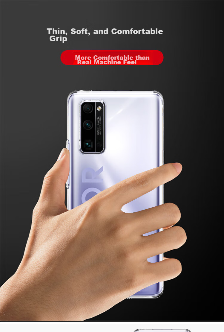 Чехол ESCASЕ для Honor 30 Pro/30 Pro+, противоударный, полный охват, мягкий силикон, с отверстием для шнурка, прозрачный защитный чехол