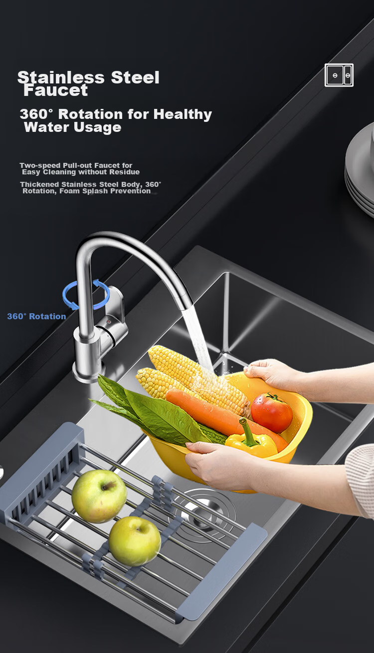 Кухонная мойка MEJUE Z-02458 из нержавеющей стали, одночашевая, большая, для мытья овощей, 67.8x44.8x21 см