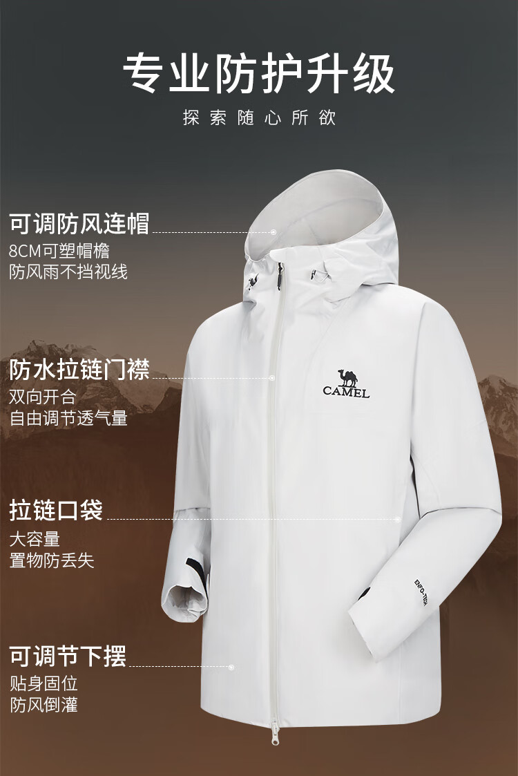 CAMEL [Yushen] мужская однослойная ветровка для активного отдыха, с проклеенными швами, ветрозащитная и водонепроницаемая, для пеших и альпинистских походов, размер S, цвет черный