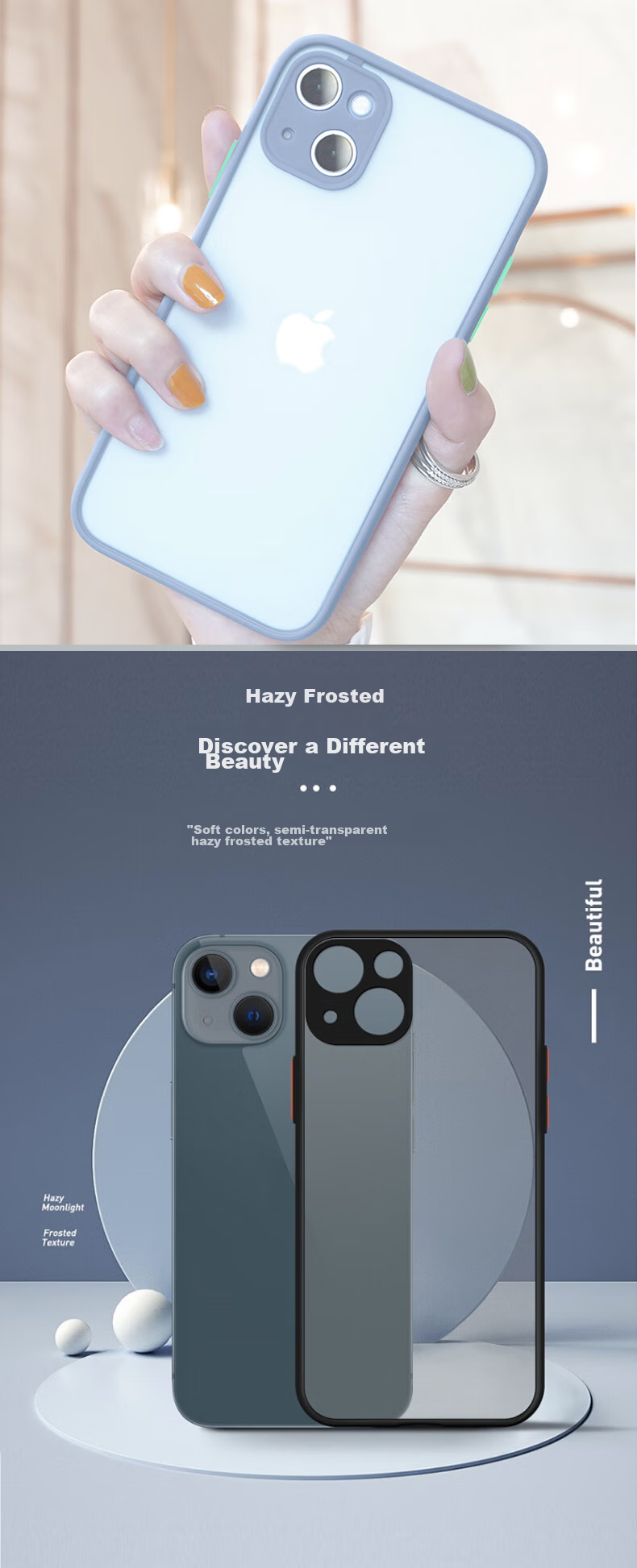 Чехол MAIKUQI для Apple iPhone 13, противоударный, с полной защитой объектива, прозрачный, матовый, с мягким краем, для мужчин и женщин, цвет "Серая бабушка"