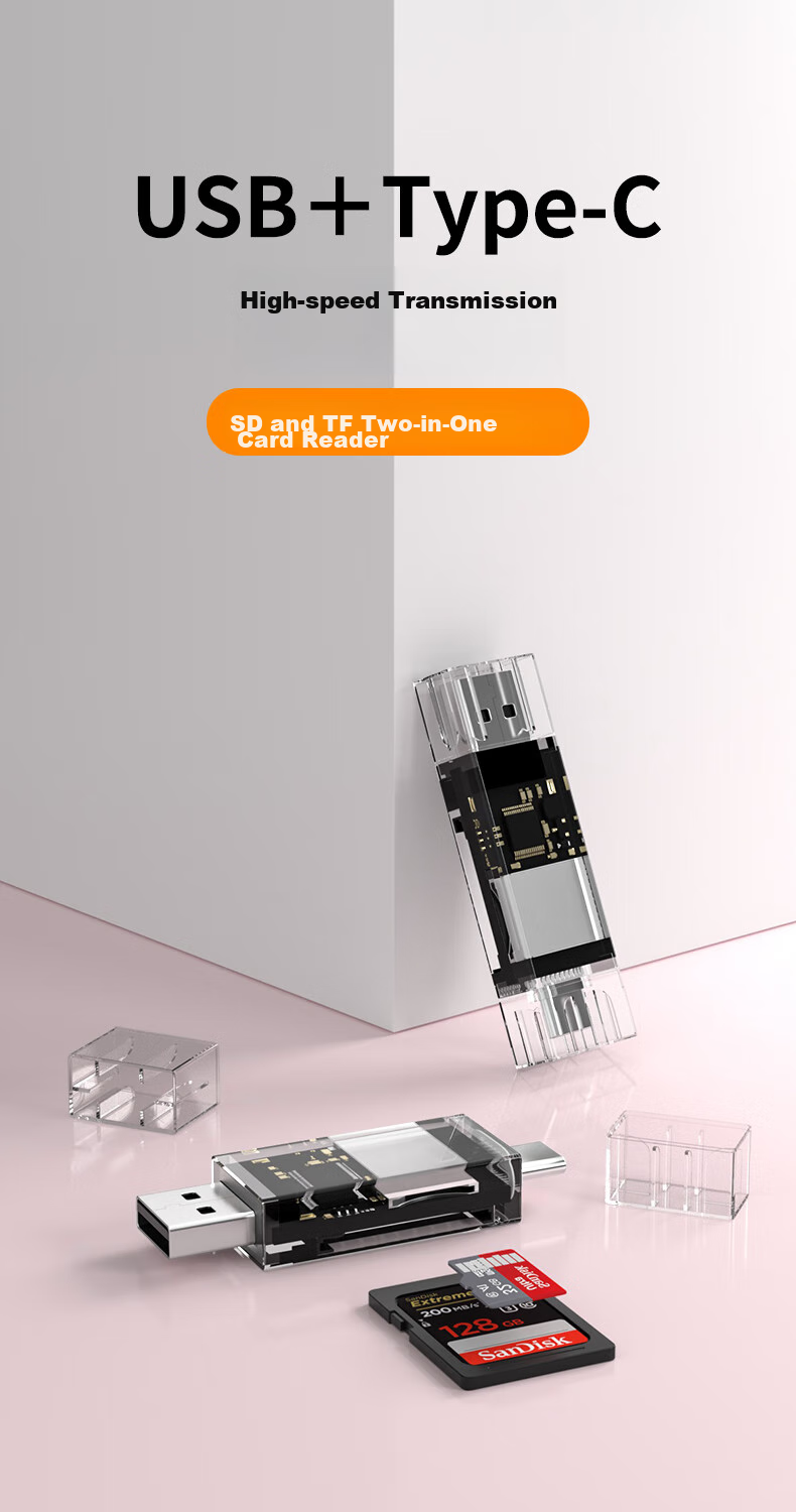 Кардридер LinkStone USB/Type-C SD/TF, 2-в-1, OTG, для телефонов и компьютеров